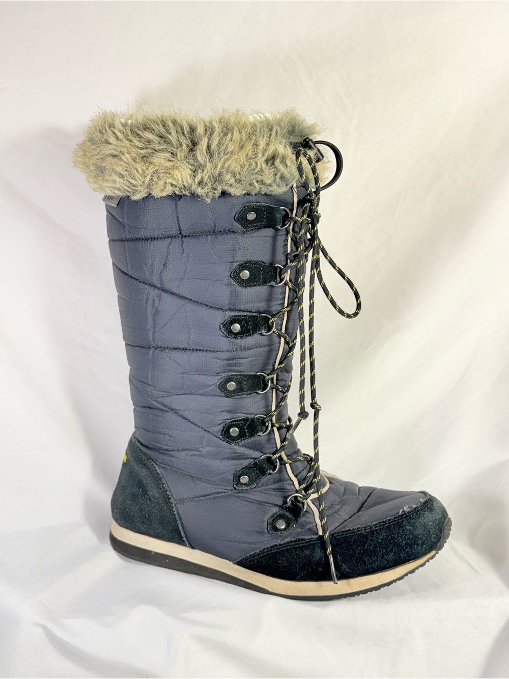 LL Bean size 10 Women's Navy Winter Lace-Up Faux-Fur Snow Boot style 284883